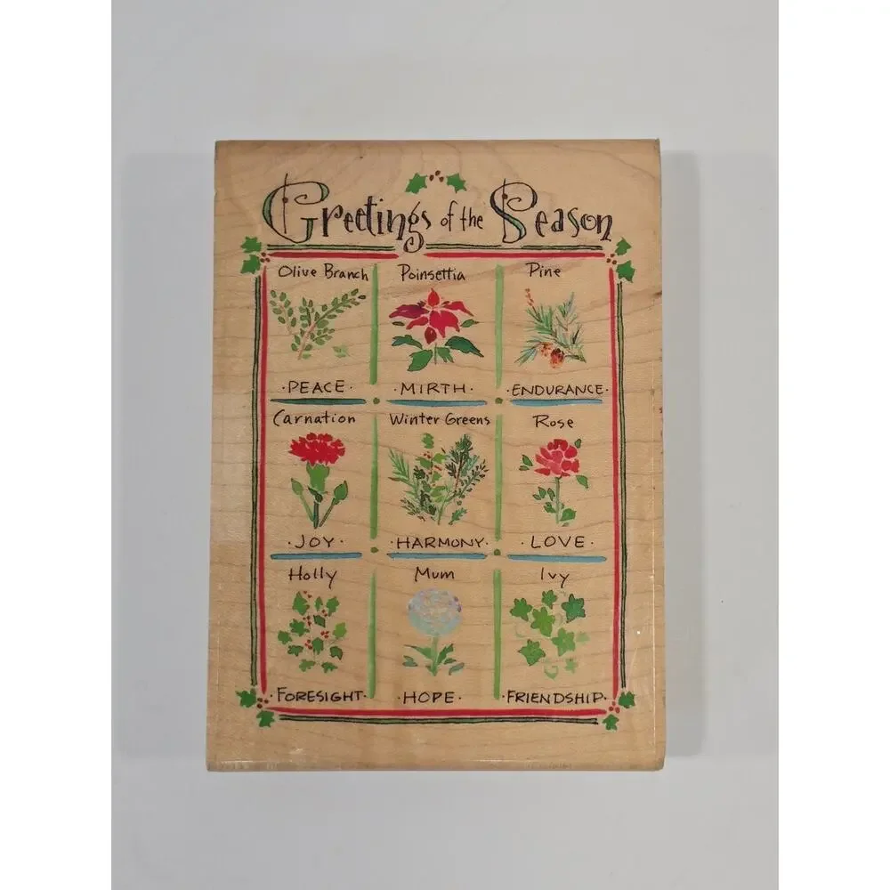 Wood Block Large Rubber Christmas Stamp Inkadinkado Greetings of the Season